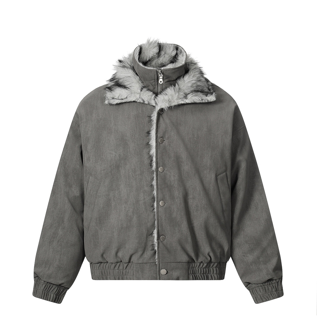 3-6-5.shop Faux Fur Trim High-Neck Bomber Jacket