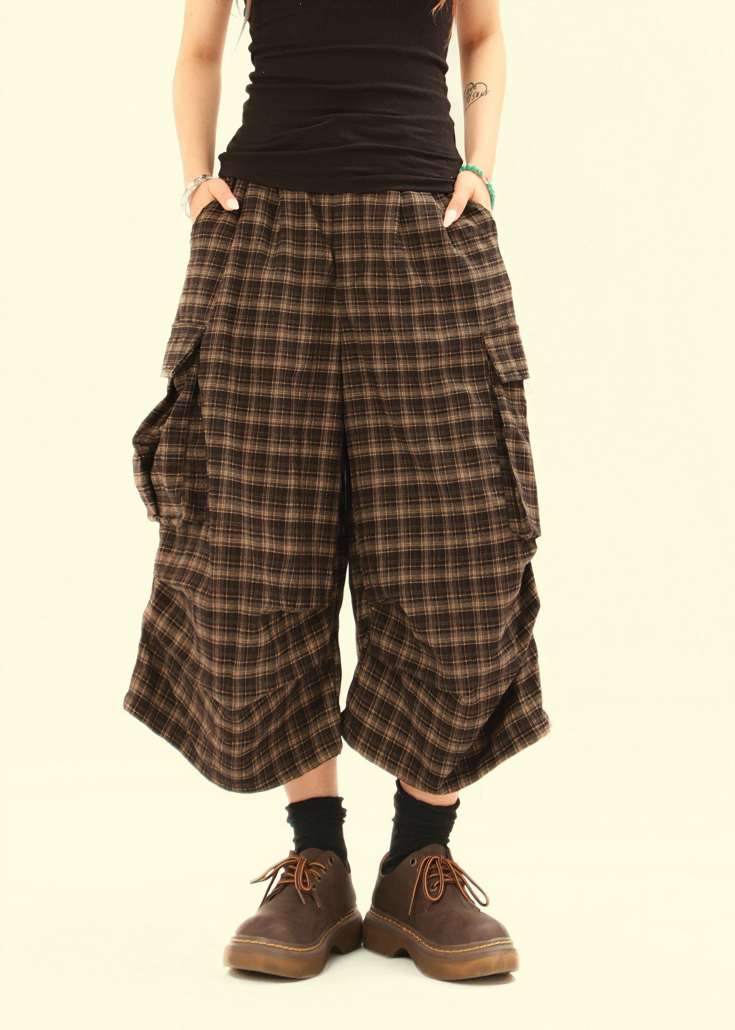 3-6-5.shop Plaid Cargo Shorts
