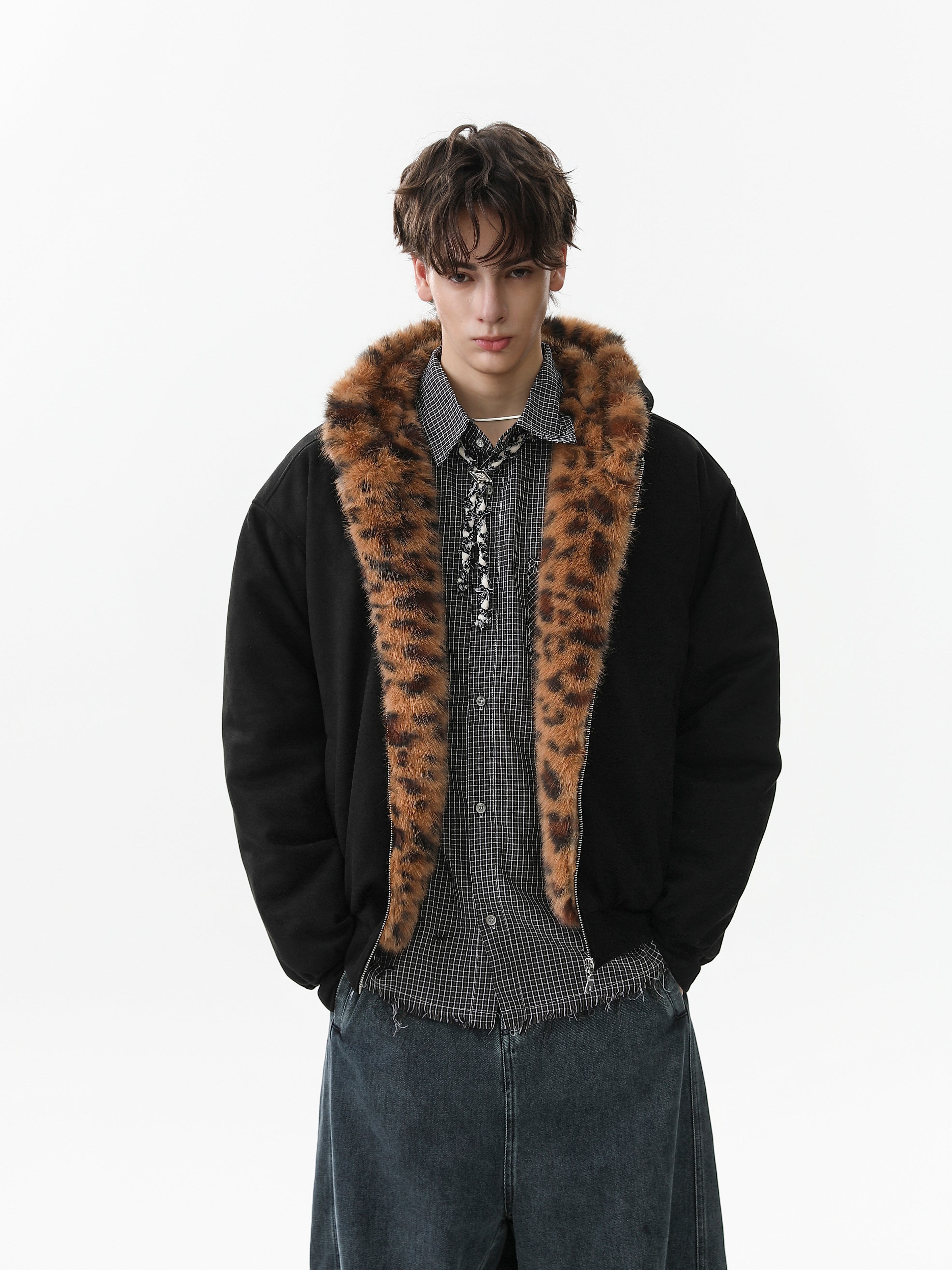 3-6-5.shop Faux Fur-Lined Leopard Hood Jacket