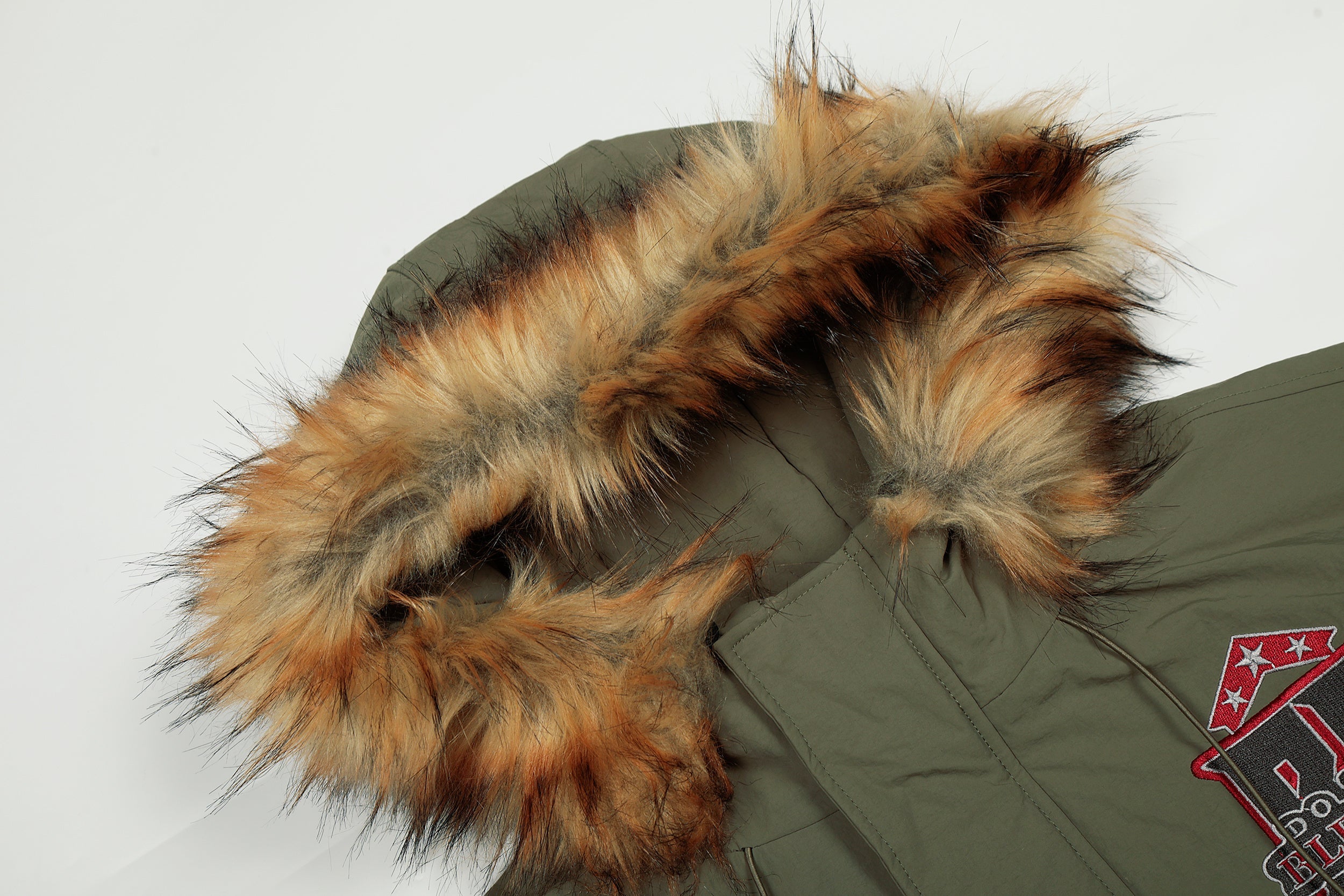 3-6-5.shop Varsity Patch Fur Hooded Puffer Jacket