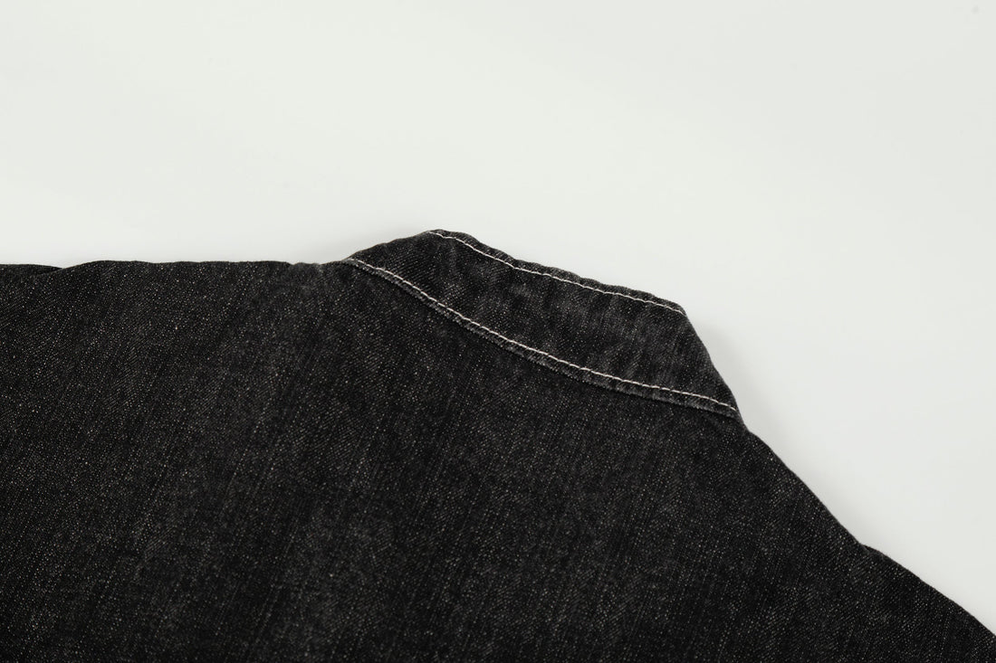 3-6-5.shop Buckle Denim Jacket – Black