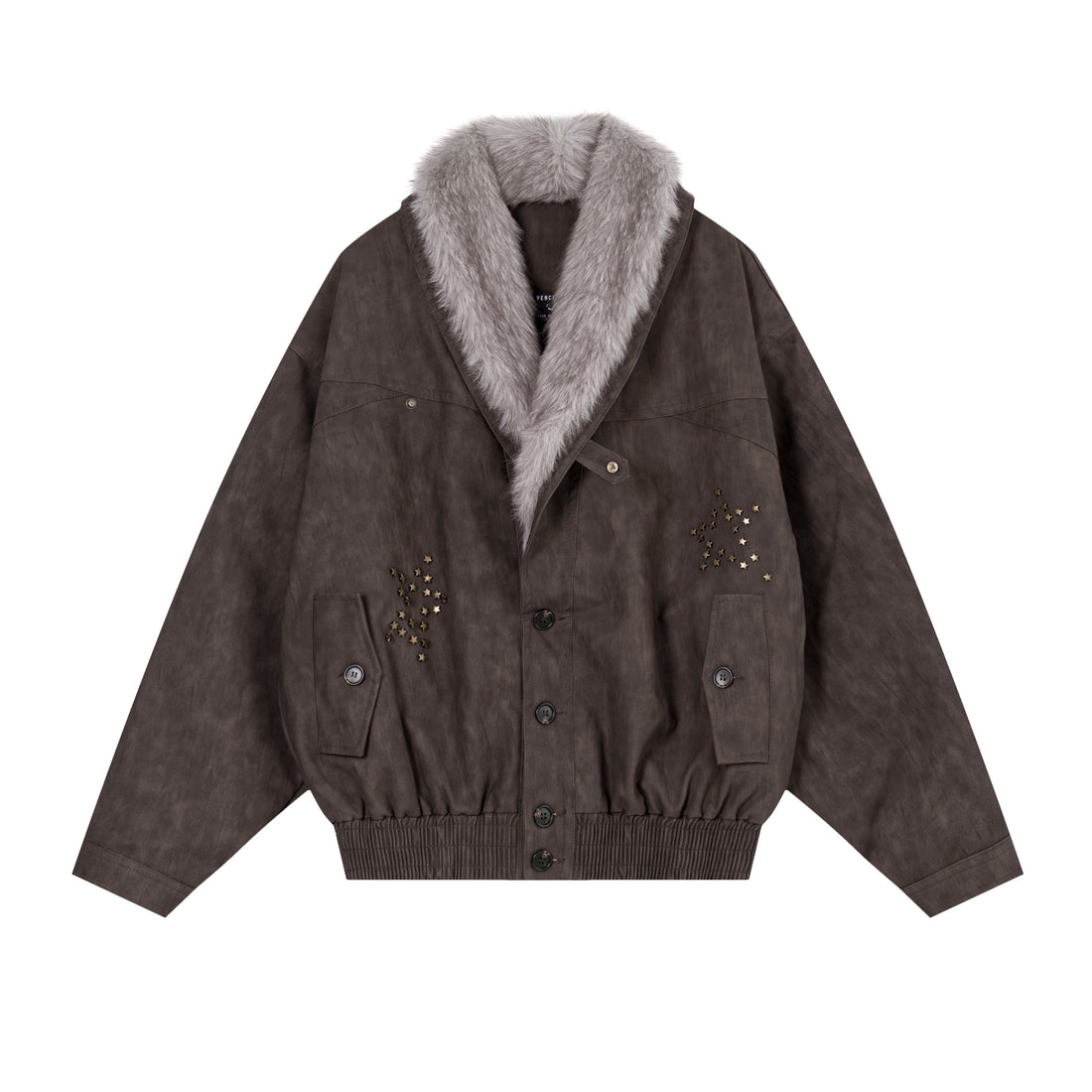 3-6-5.shop Fur-Collar Studded PU Jacket