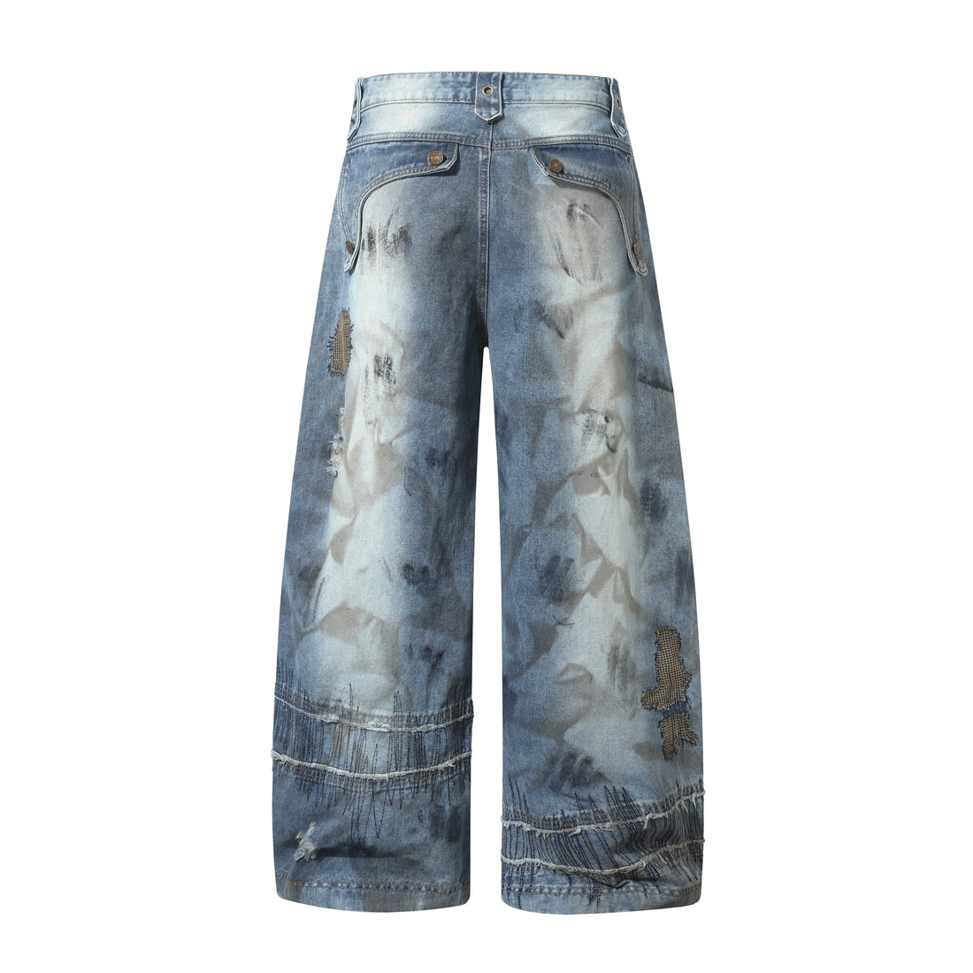 3-6-5.shop Distressed Patchwork Denim Pants