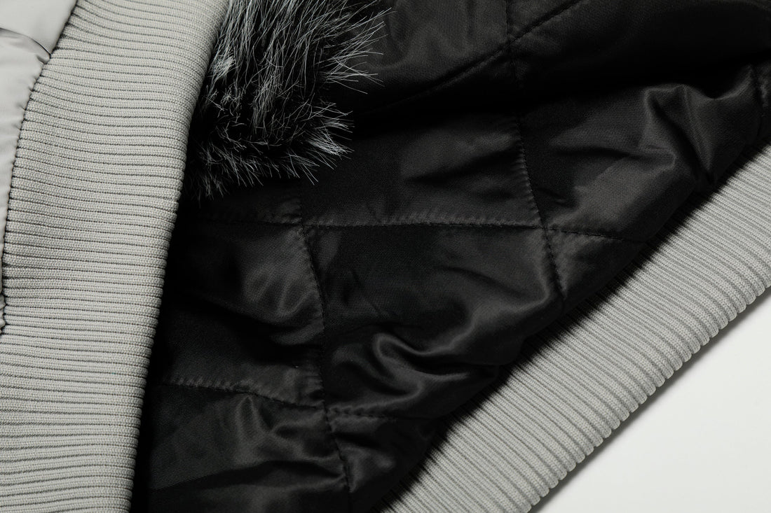 3-6-5.shop Faux Fur Hood Utility Bomber Jacket