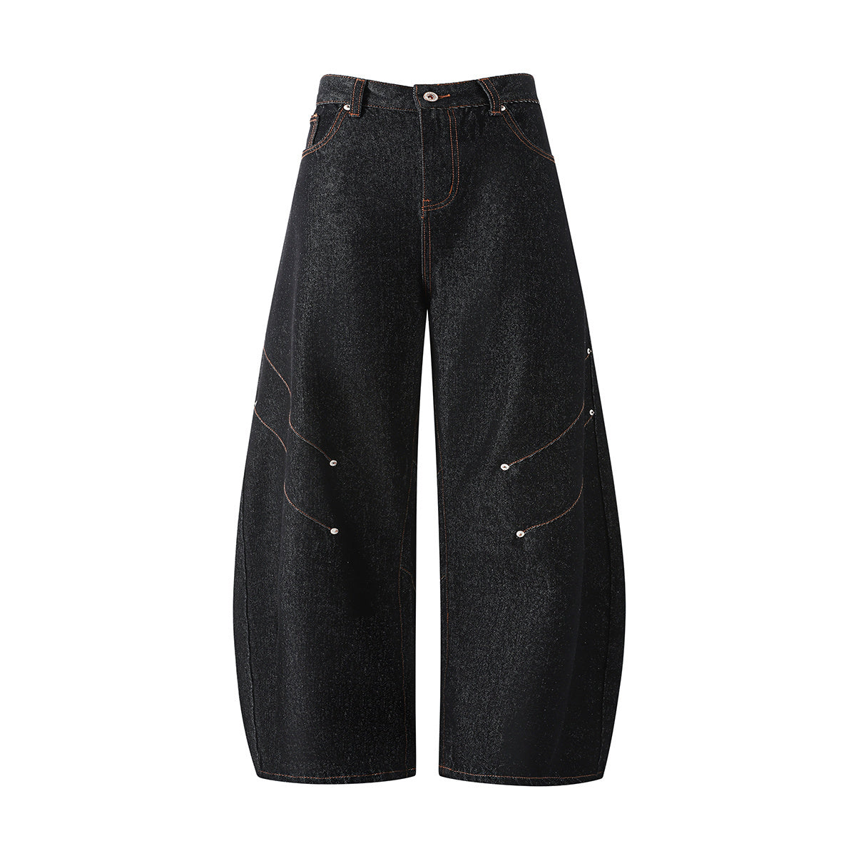 3-6-5.shop Curved Rivet Denim Pants