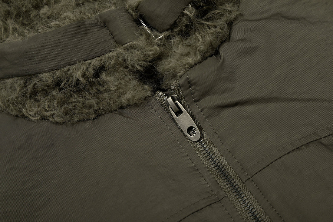 3-6-5.shop Faux Fur Collar Bomber Jacket