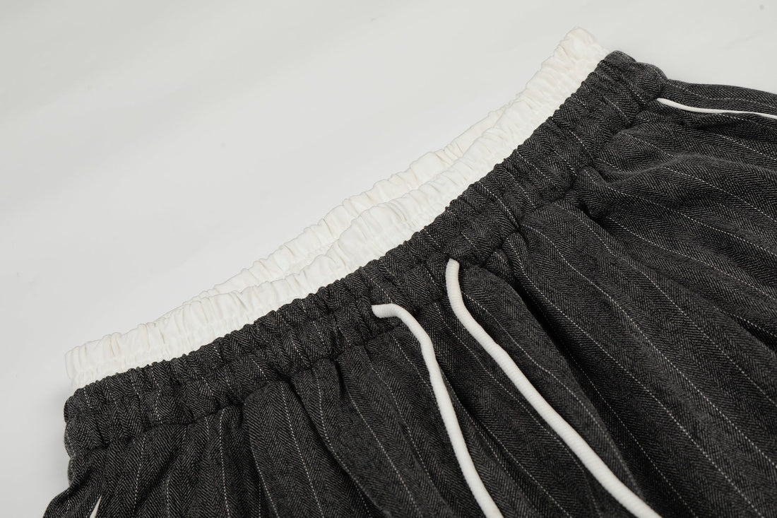 3-6-5.shop Pinstripe Wide-Leg Track Pants