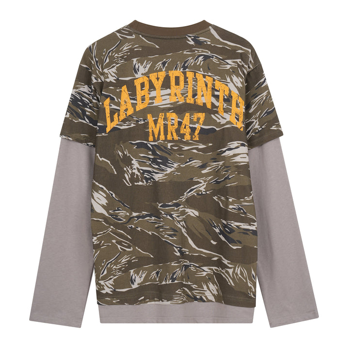3-6-5.shop Camo Layered Long Sleeve Tee*