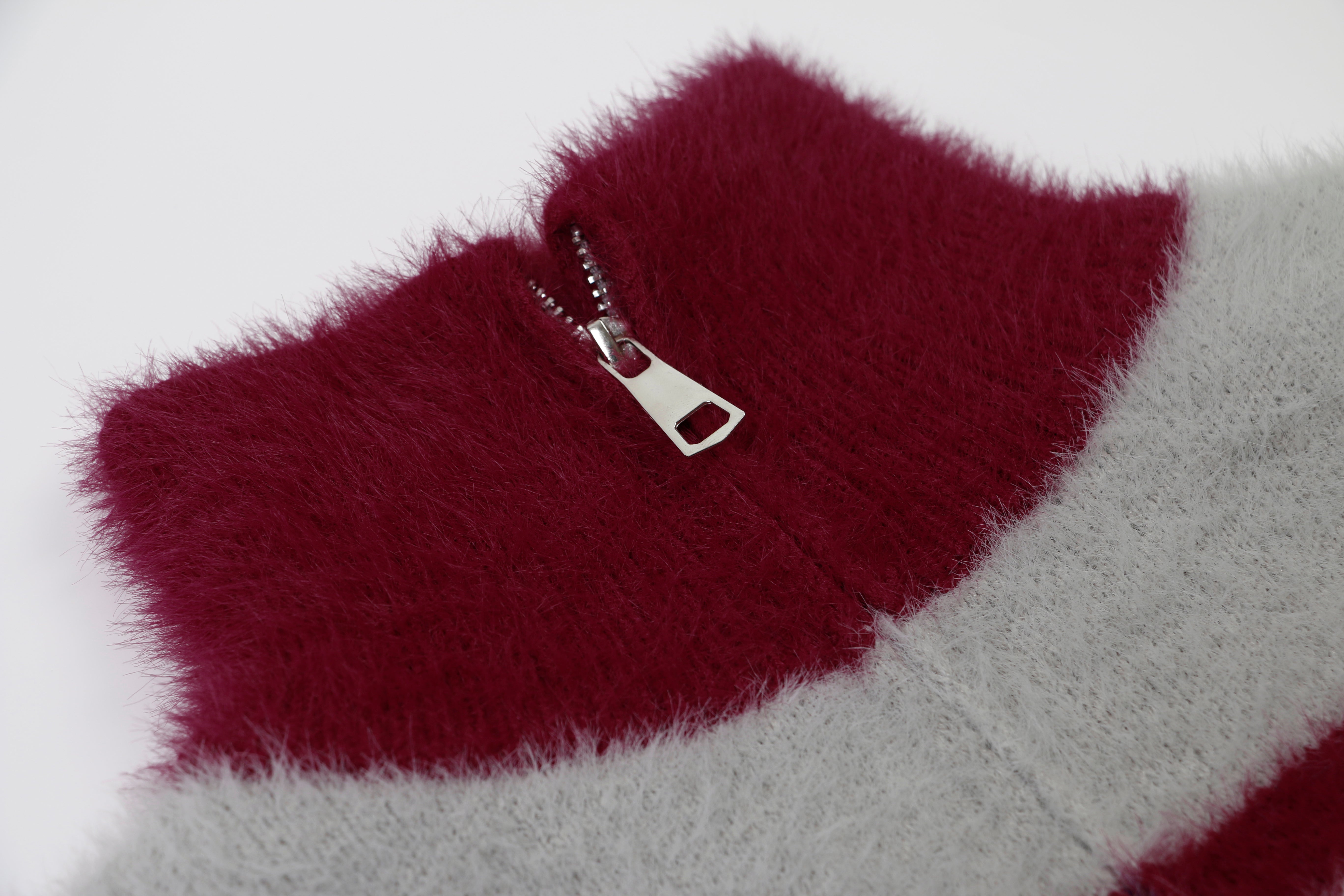 3-6-5.shop Flag Pattern Fuzzy Half-Zip Sweater