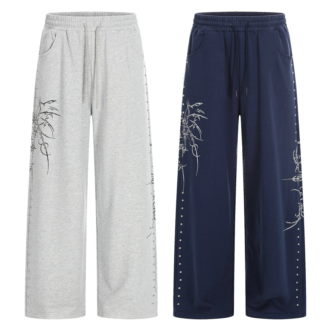 3-6-5.shop Gothic Line Graphic Wide-Leg Sweatpants