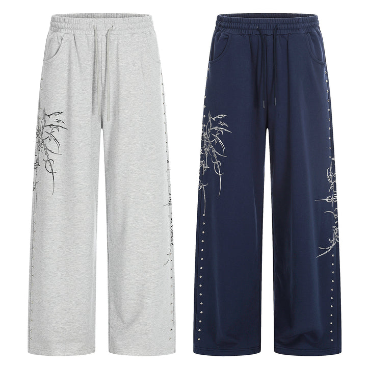 3-6-5.shop Gothic Line Graphic Wide-Leg Sweatpants