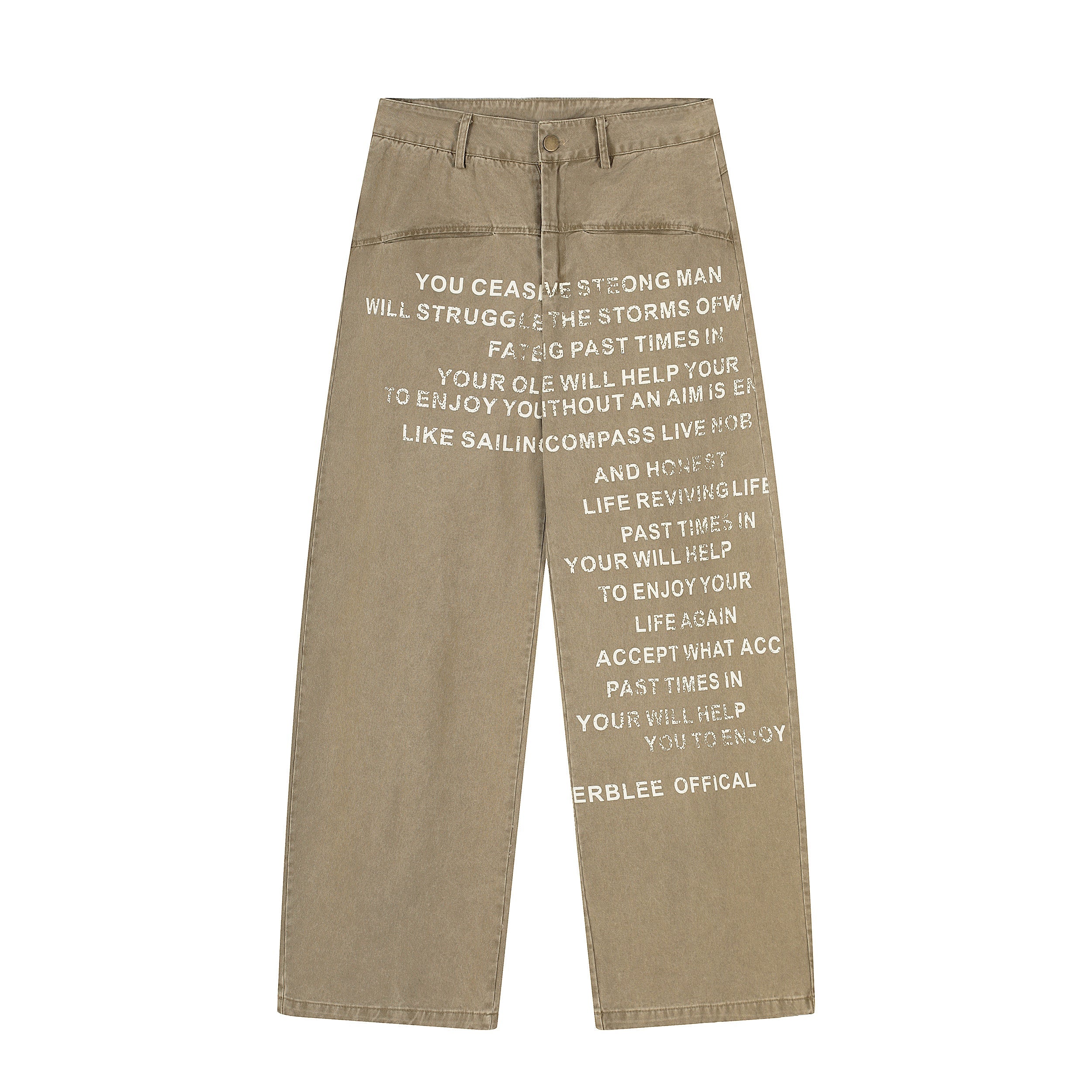 3-6-5.shop Text-Print Vintage Wide-Leg Pants