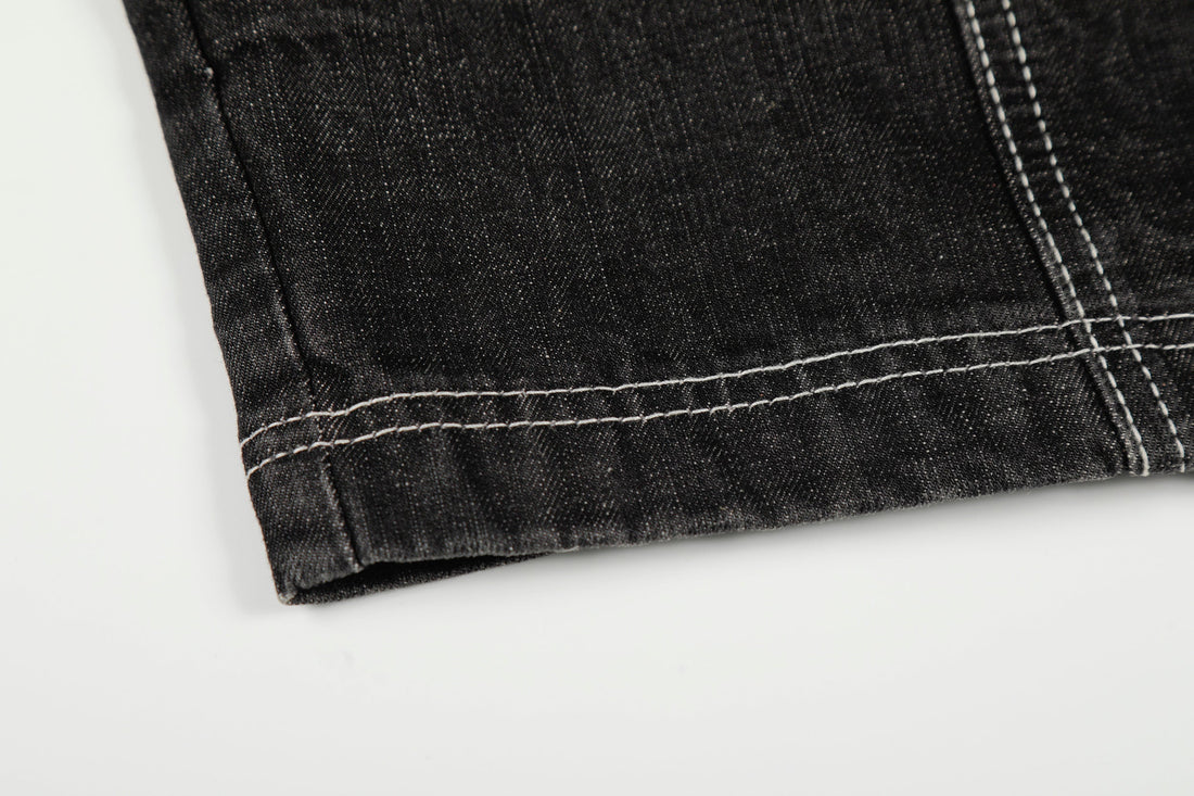 3-6-5.shop Buckle Denim Jacket – Black