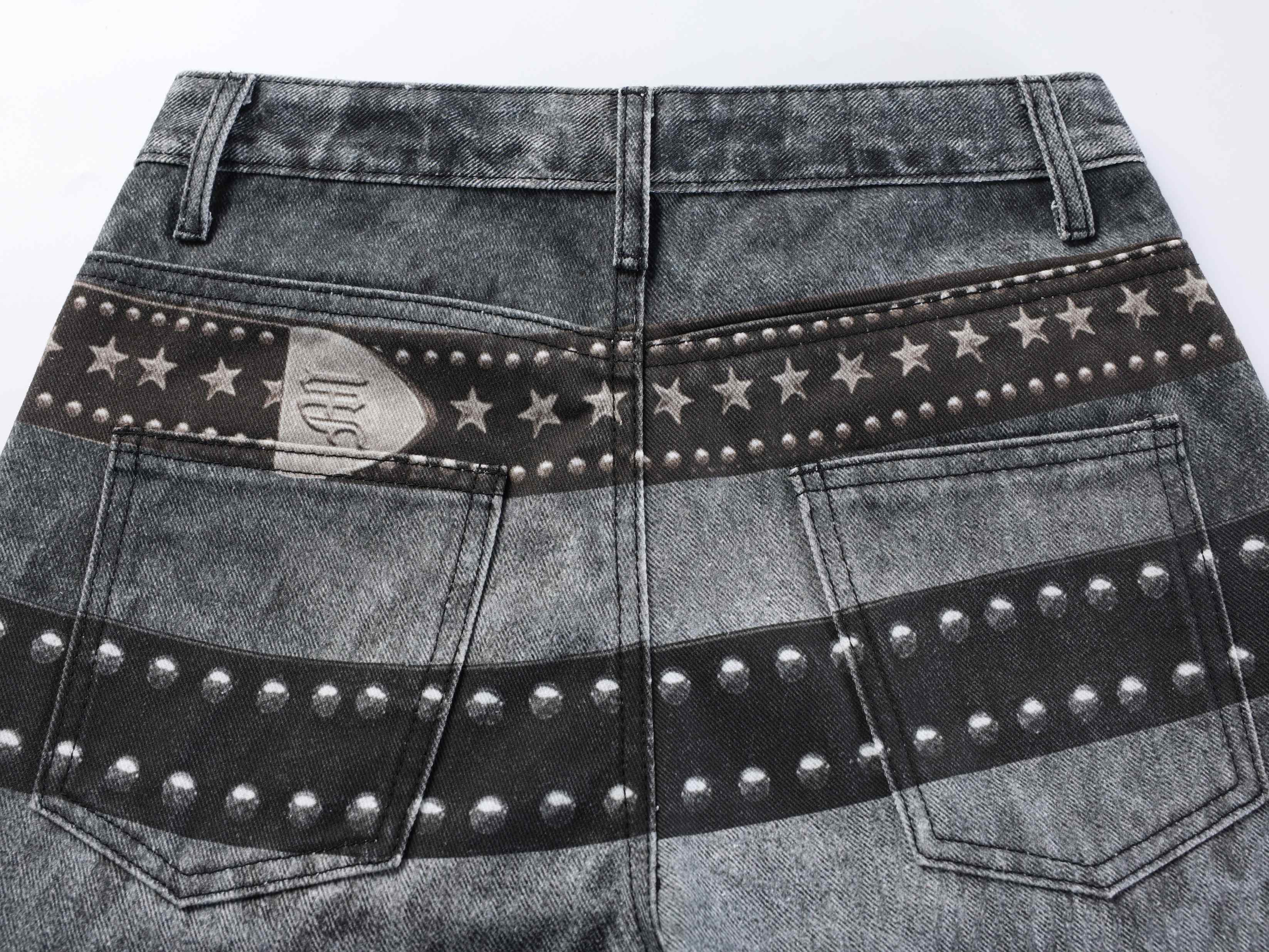 3-6-5.shop Washed Studded Wide-Leg Jeans