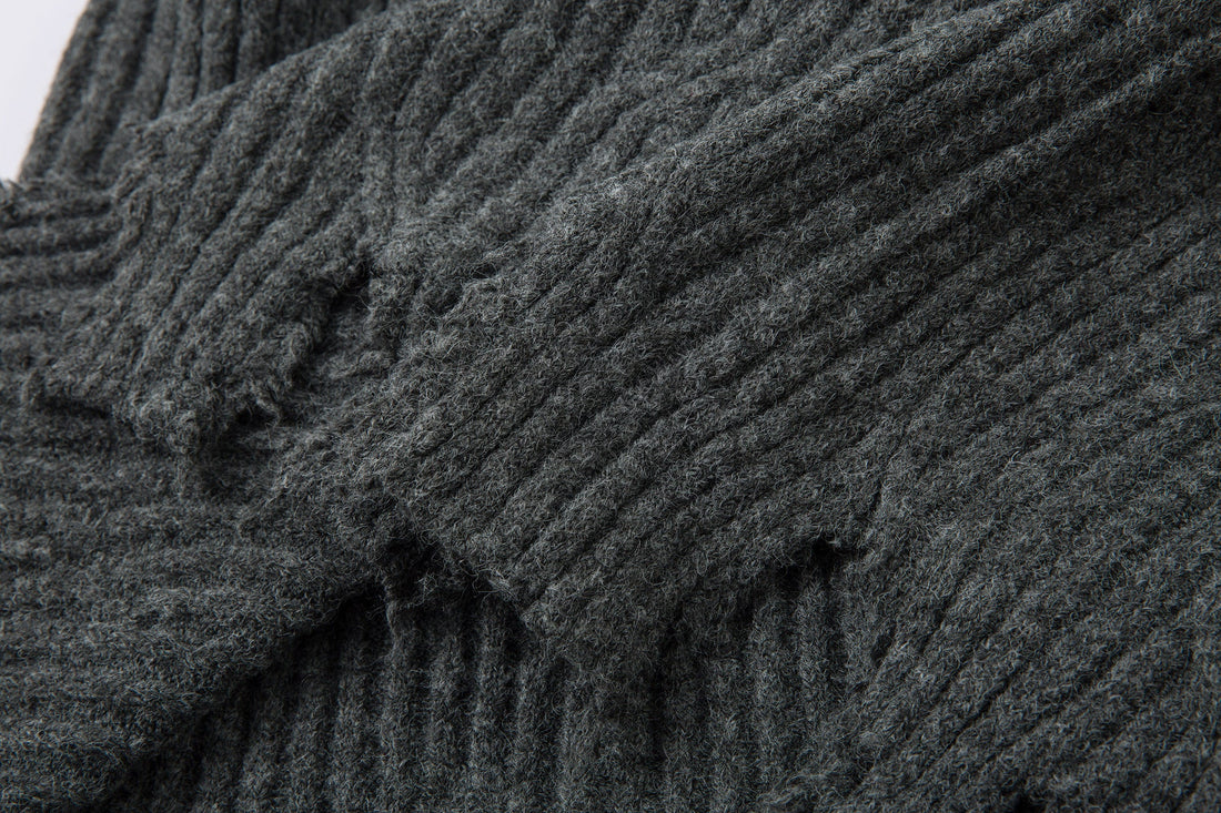 3-6-5.shop Distressed Ribbed Henley Knit
