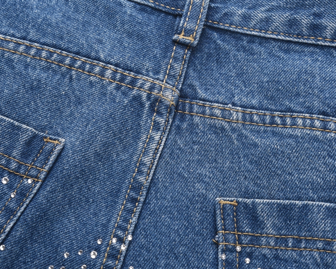 3-6-5.shop Rhinestone Burst Denim Shorts