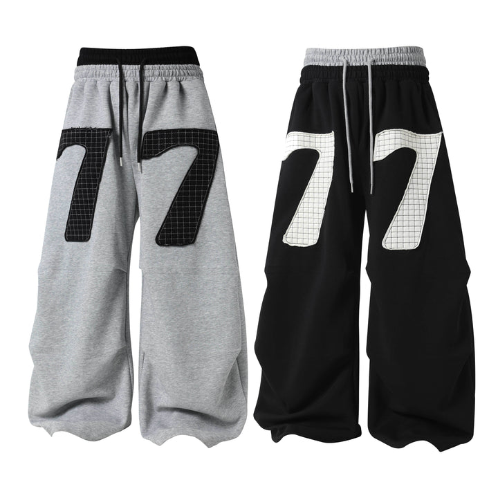 3-6-5.shop 77 Patchwork Wide-Leg Sweatpants
