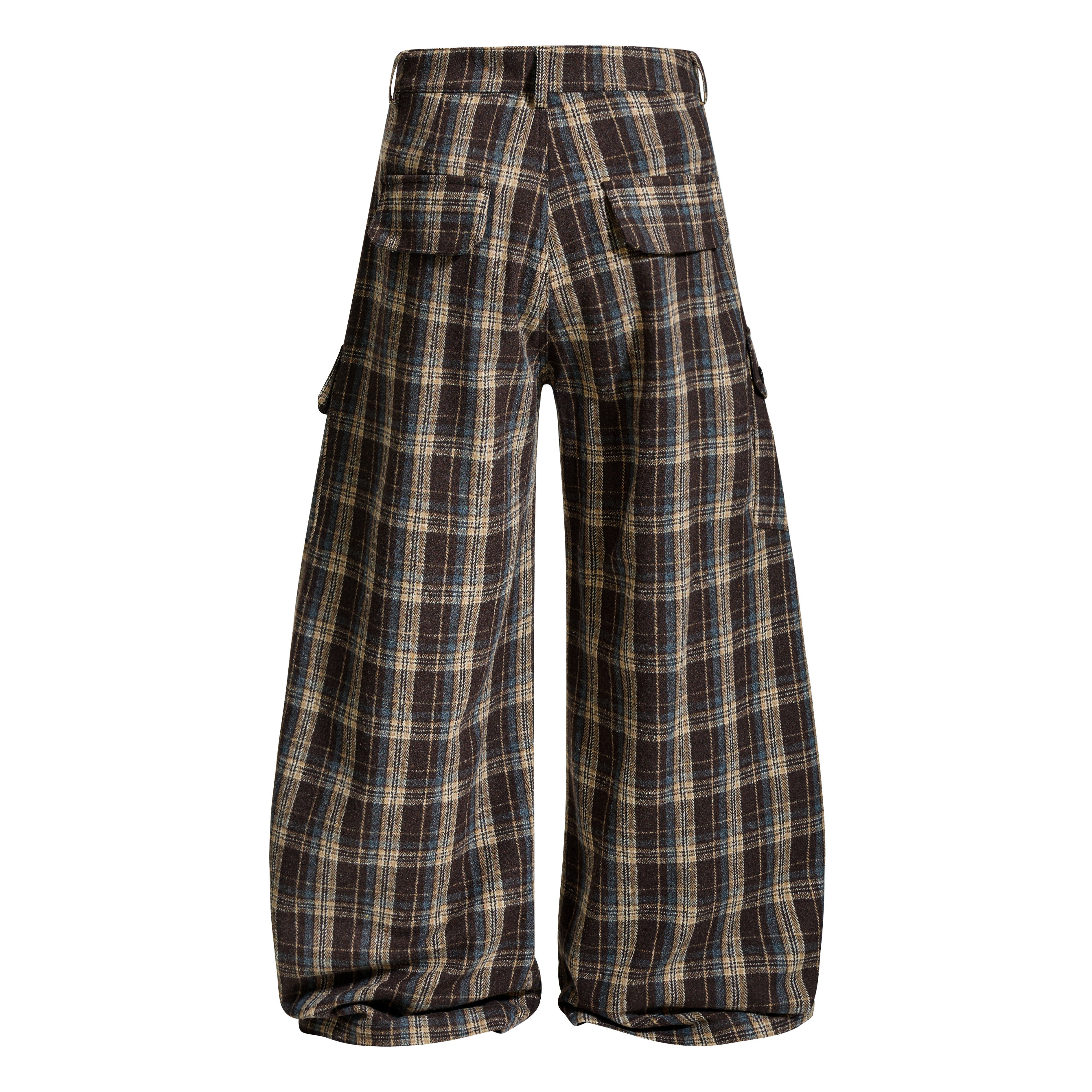 3-6-5.shop Vintage Check Wool-Blend Cargo Pants
