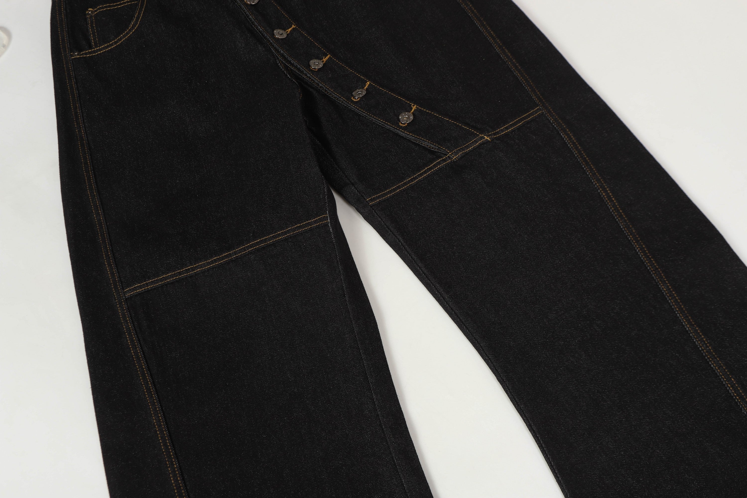 3-6-5.shop Asymmetric Button Wide-Leg Denim Pants