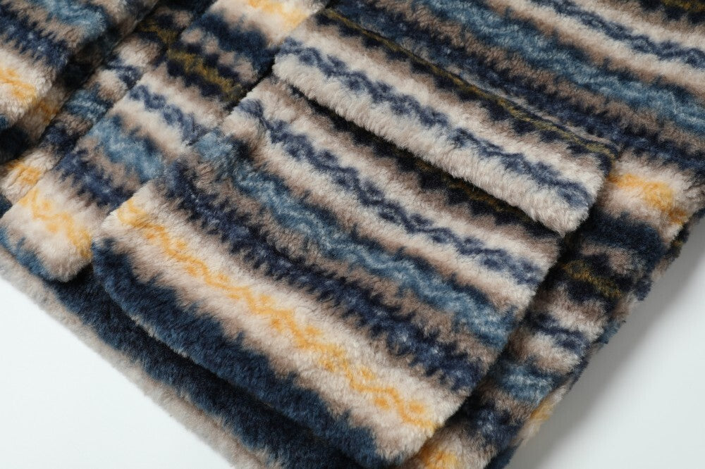 3-6-5.shop Striped Faux Fur Hooded Jacket