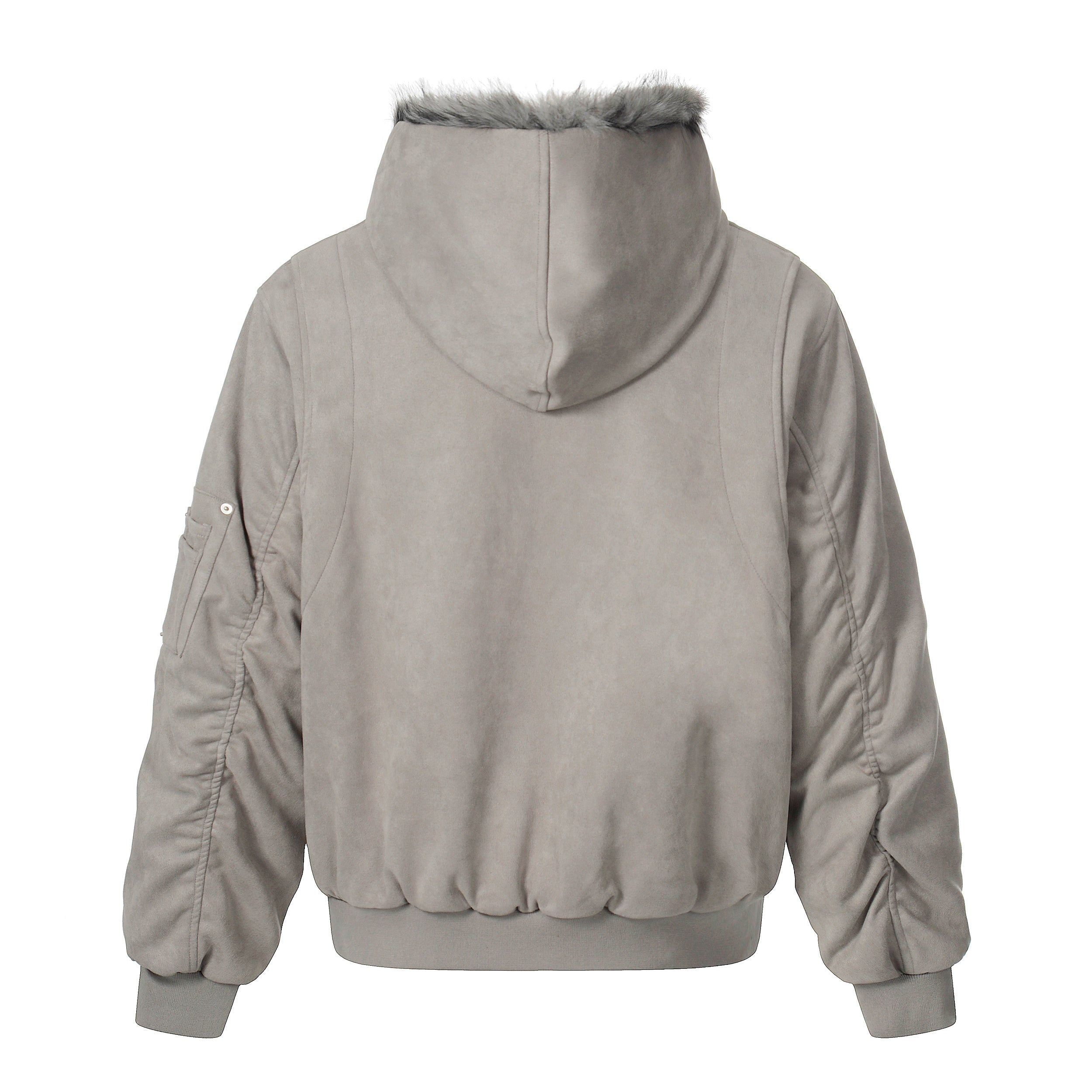 3-6-5.shop Reversible Faux Suede Fur Hooded Jacket