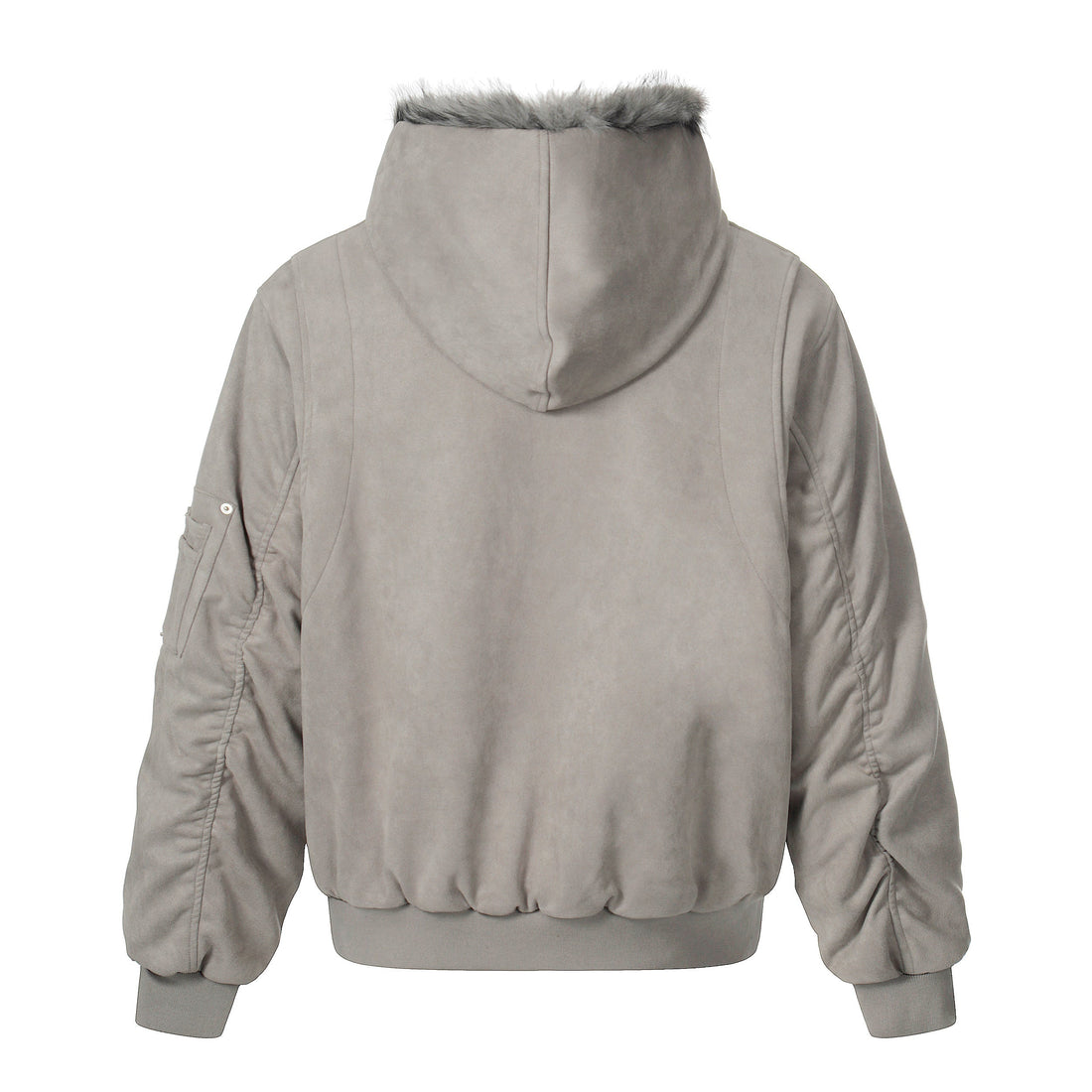 3-6-5.shop Reversible Faux Suede Fur Hooded Jacket