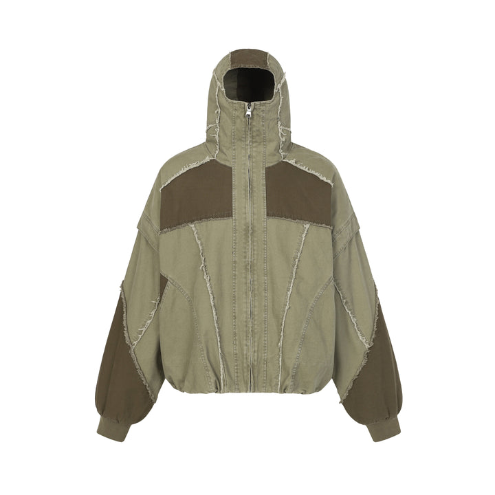 3-6-5.shop Multi-Panel Distressed Hooded Jacket