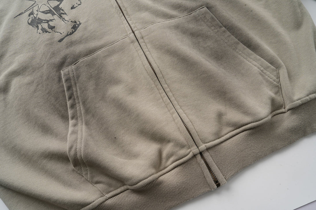 3-6-5.shop Graphic Zip-Up Hoodie