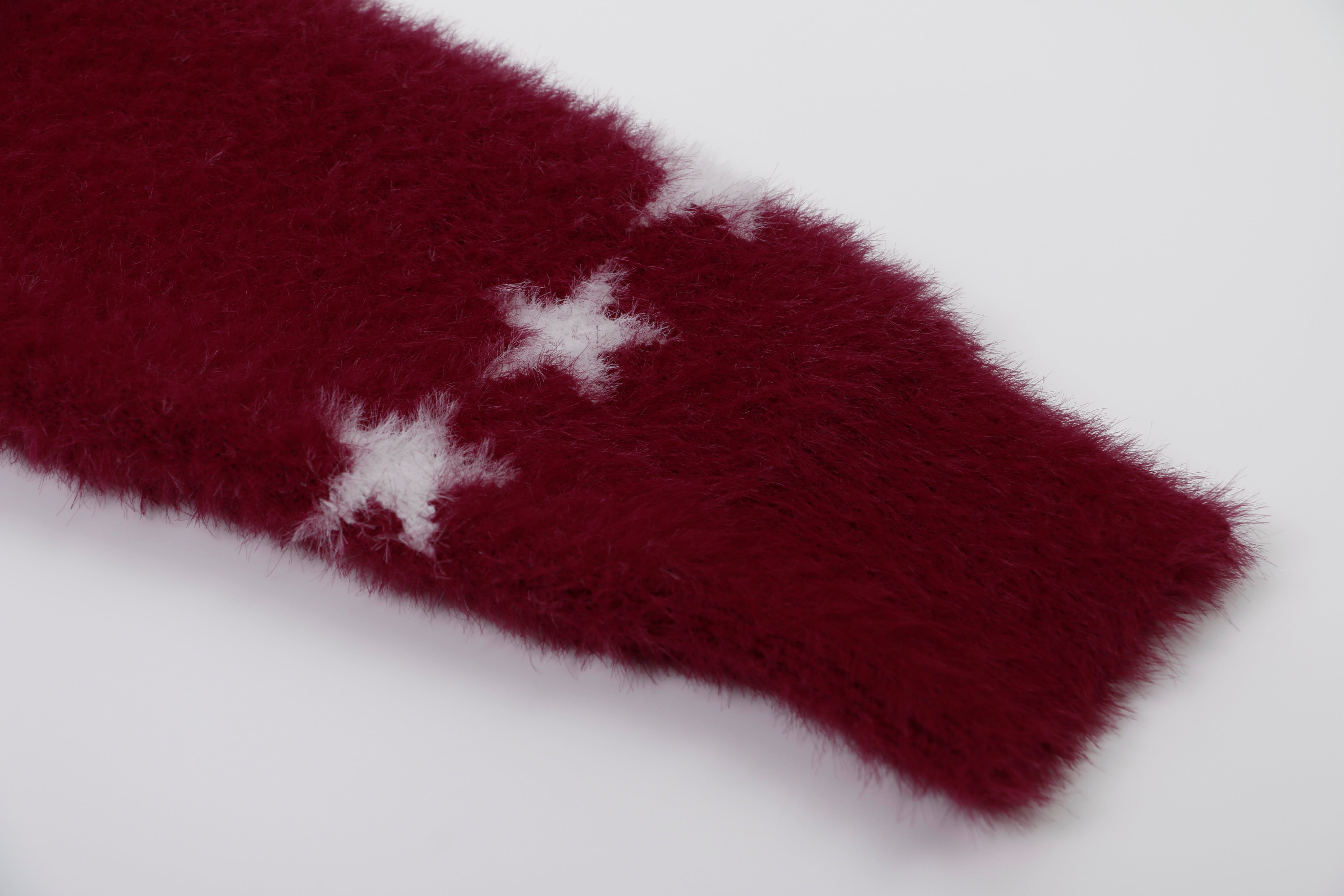 3-6-5.shop Flag Pattern Fuzzy Half-Zip Sweater