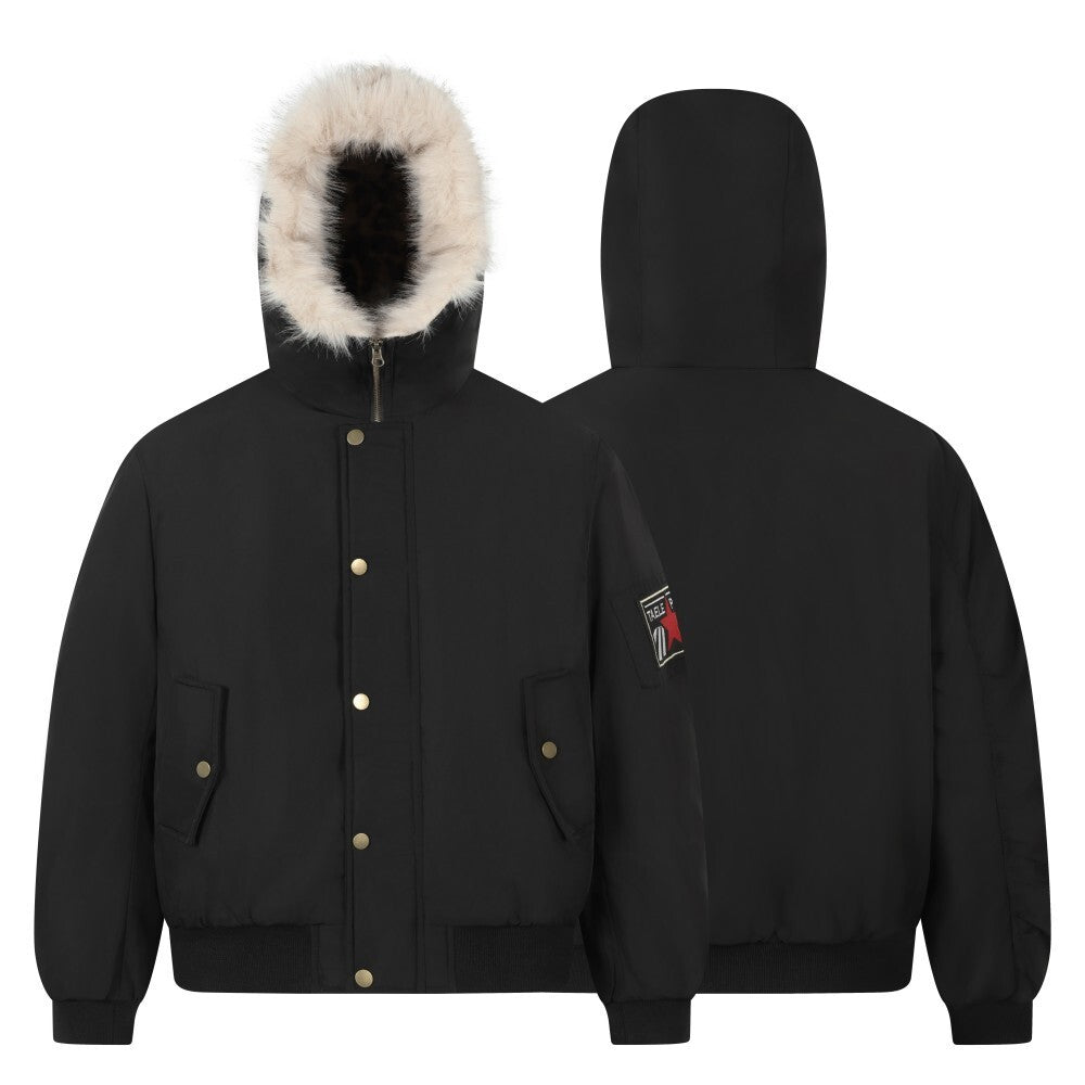 3-6-5.shop Leopard Fur-Lined Hooded Jacket