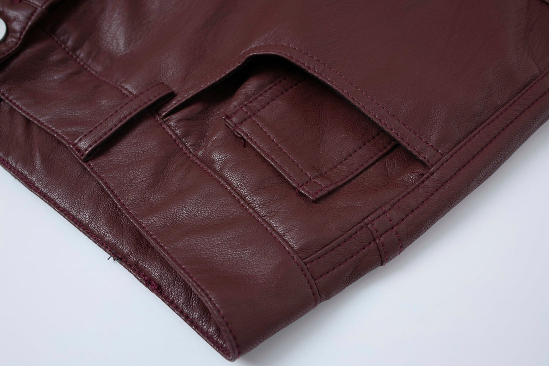 3-6-5.shop Leather Utility Cargo Shorts