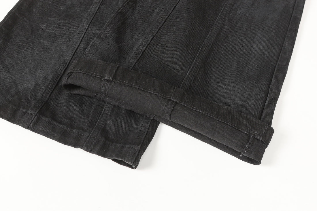 3-6-5.shop Studded Panel Wide-Leg Jeans