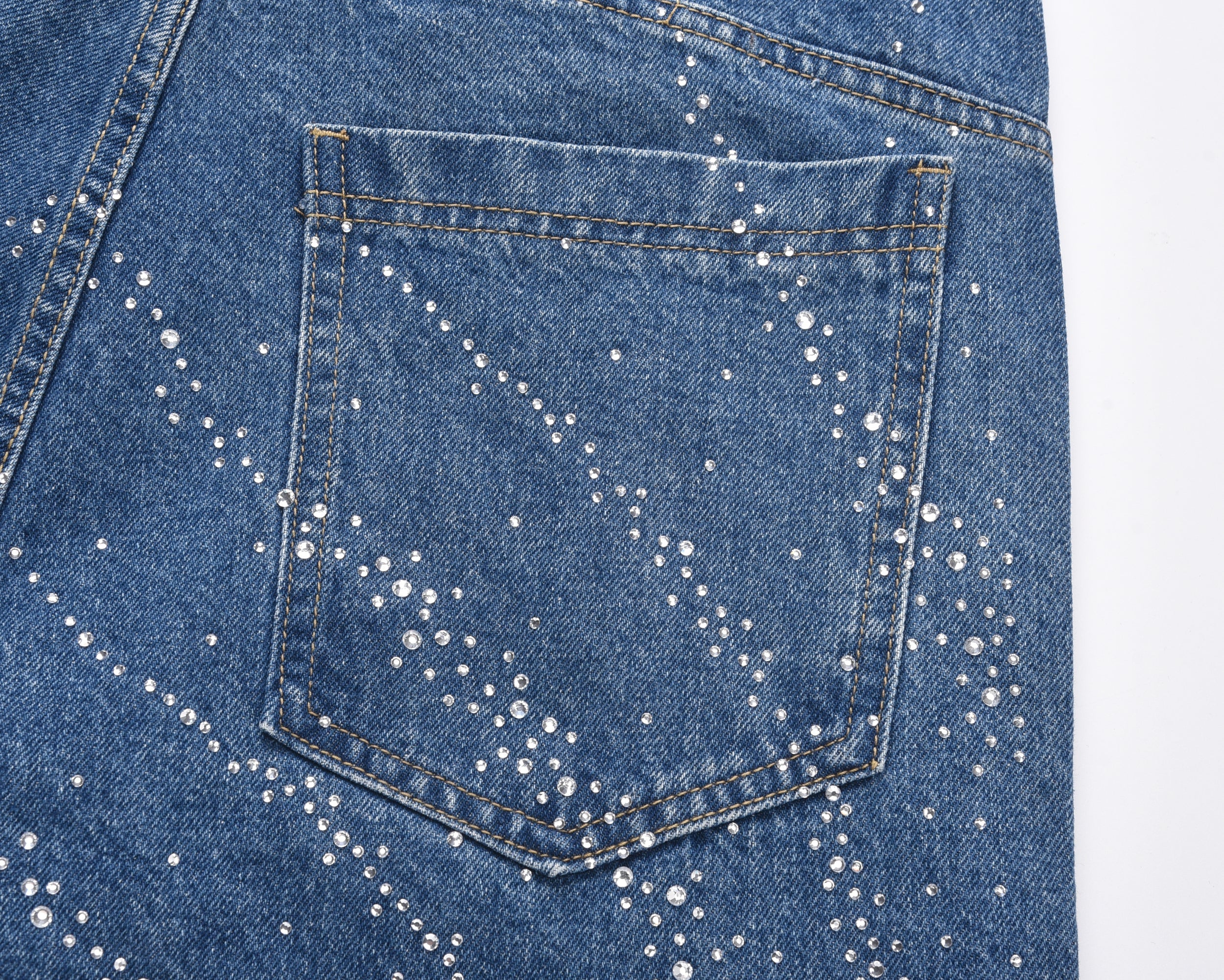 3-6-5.shop Rhinestone Burst Denim Shorts