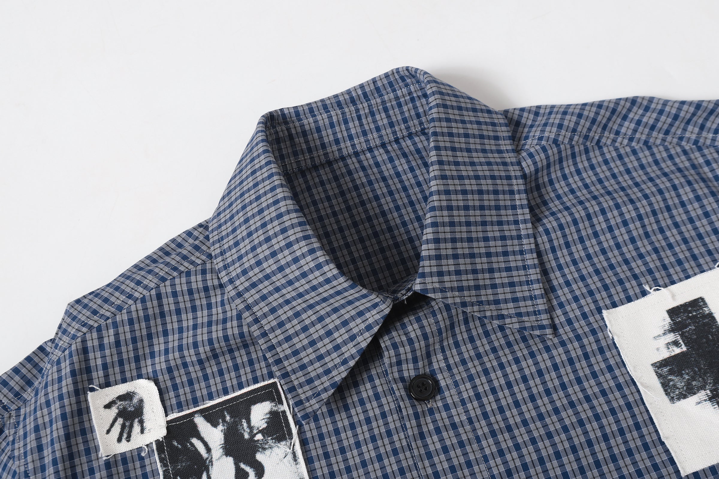 3-6-5.shop Patchwork Graphic Plaid Shirt