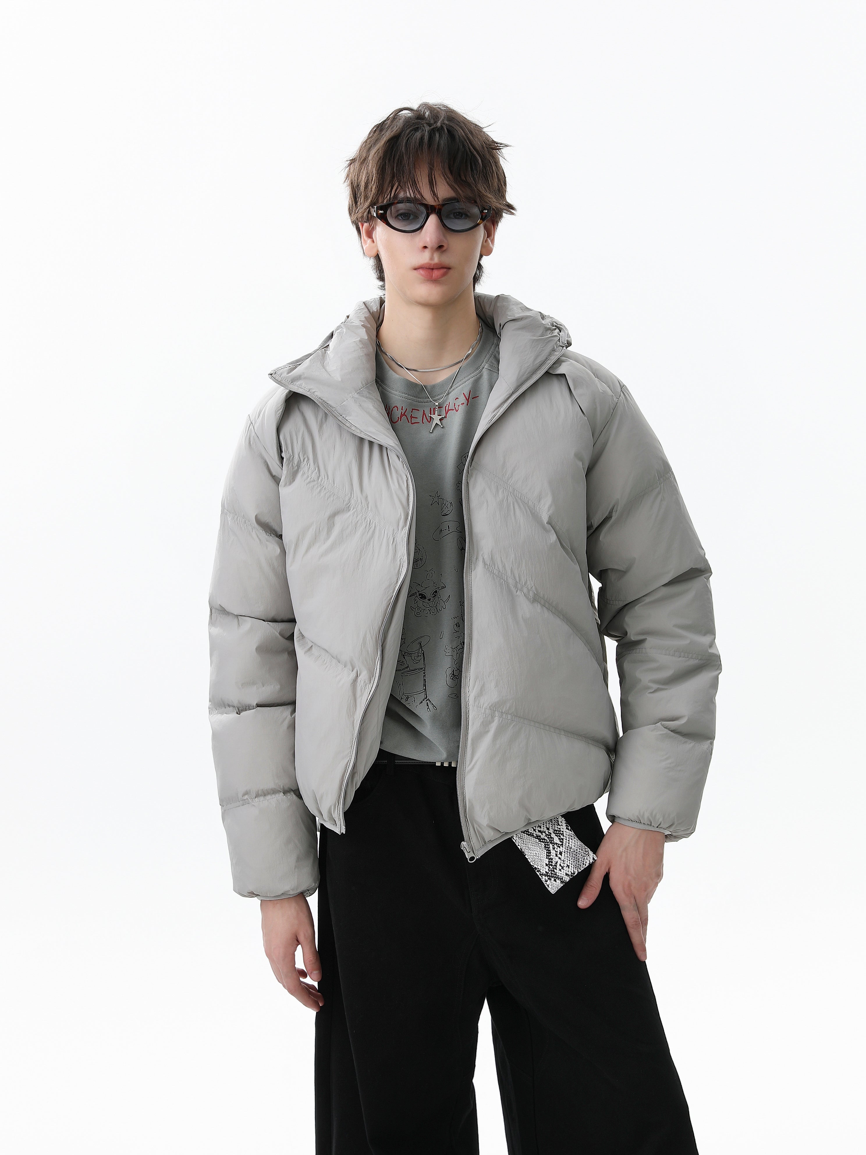 3-6-5.shop Asymmetric Zipper Puffer Jacket