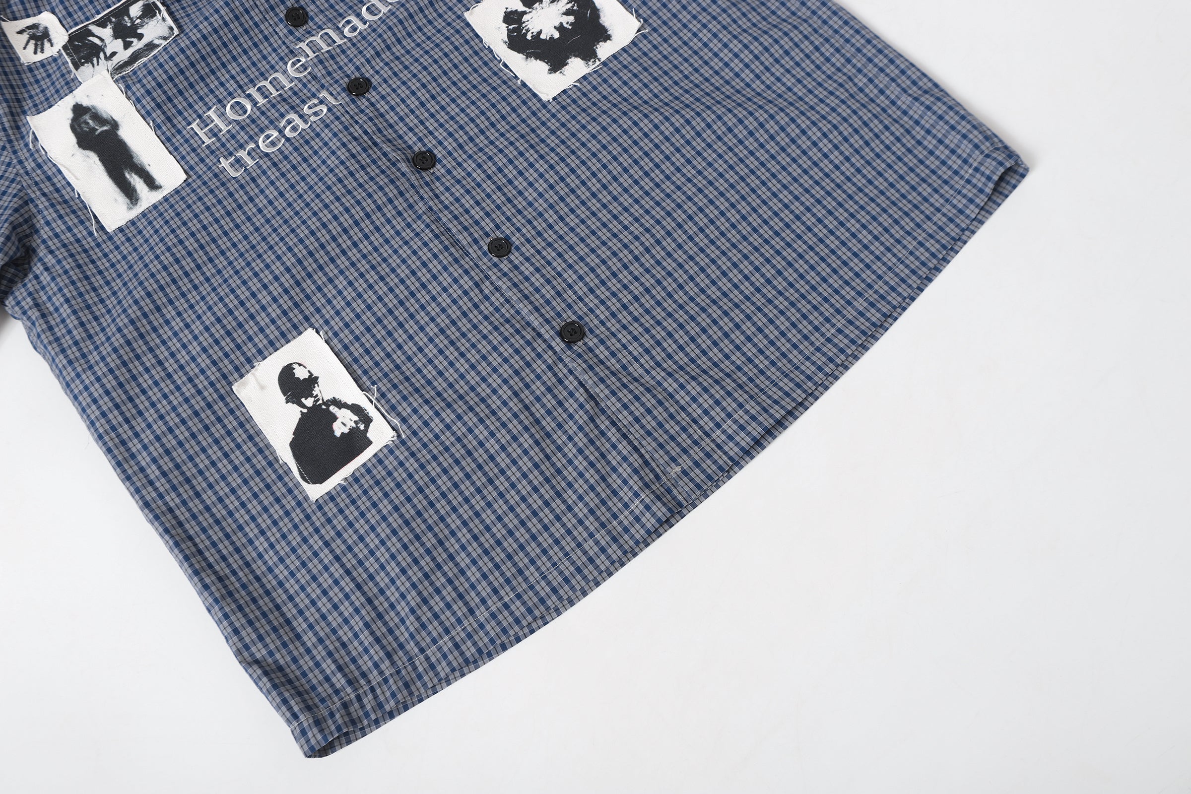 3-6-5.shop Patchwork Graphic Plaid Shirt