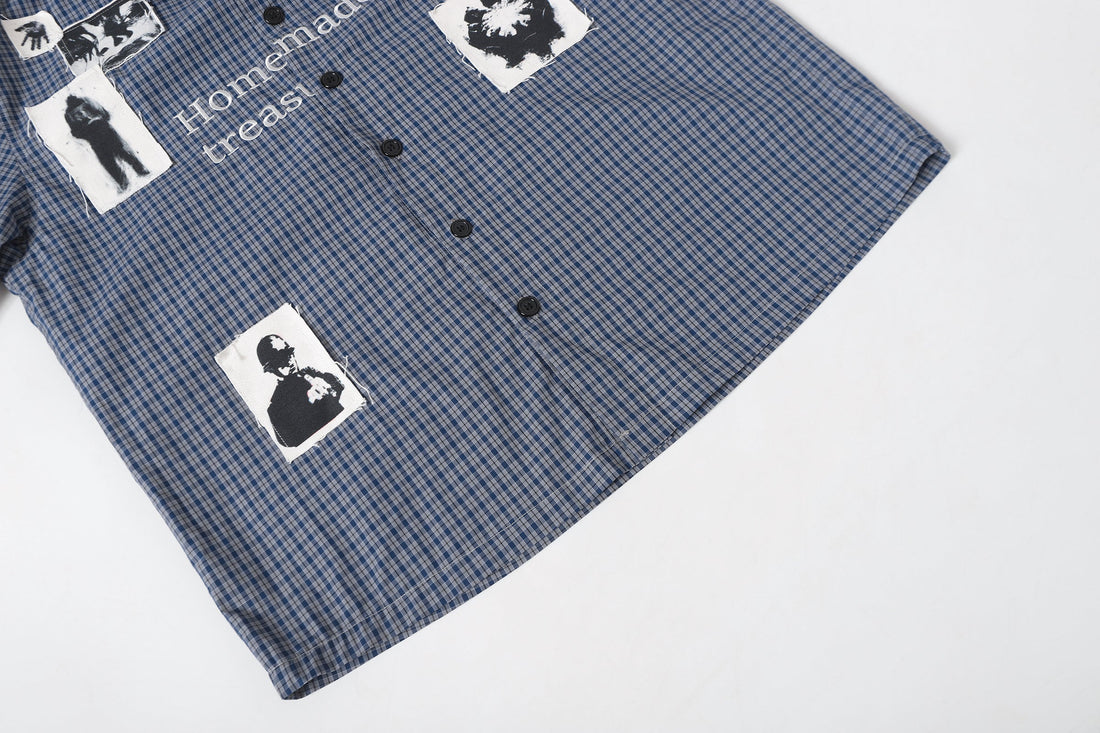 3-6-5.shop Patchwork Graphic Plaid Shirt