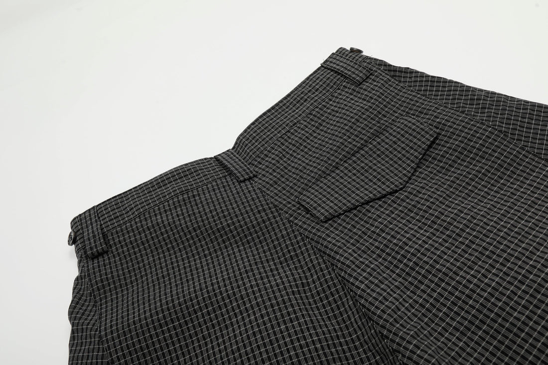 3-6-5.shop Checked Curved-Leg Pants