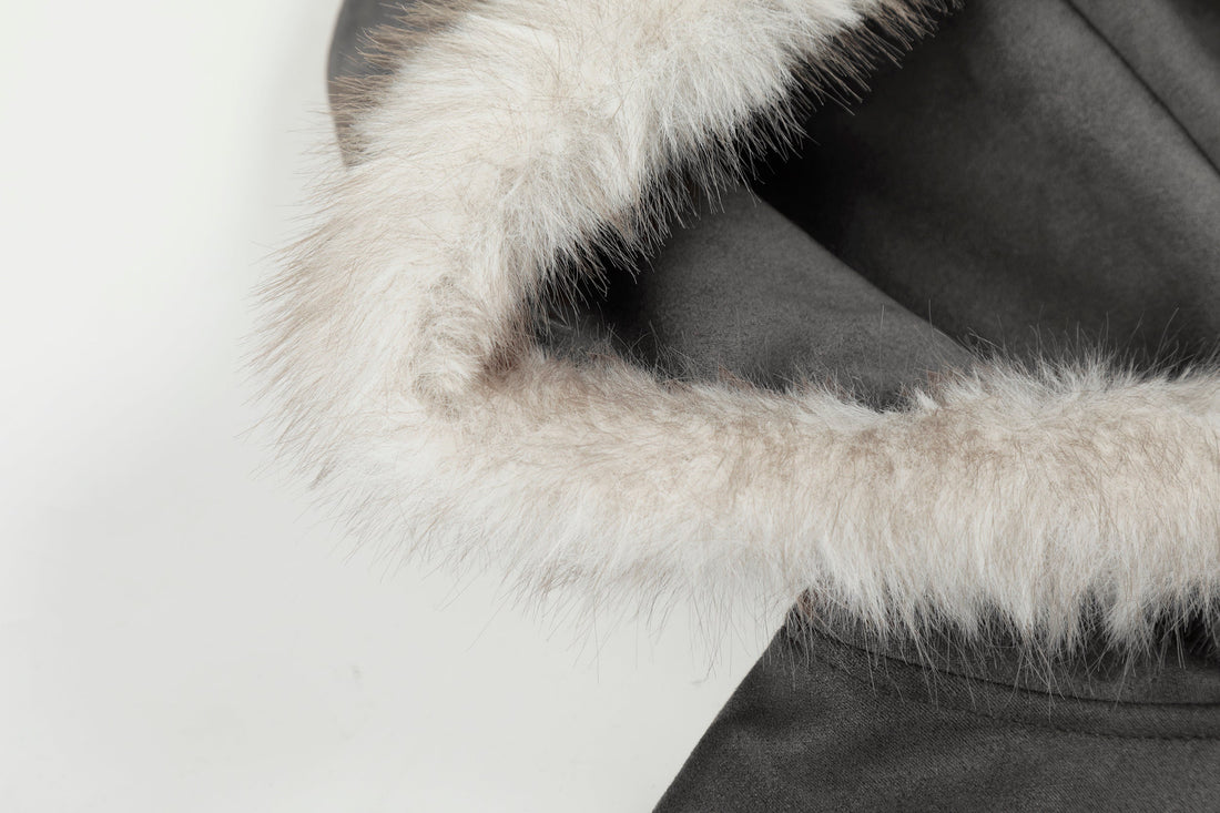 3-6-5.shop Graphic Faux-Fur Hooded Zip Jacket