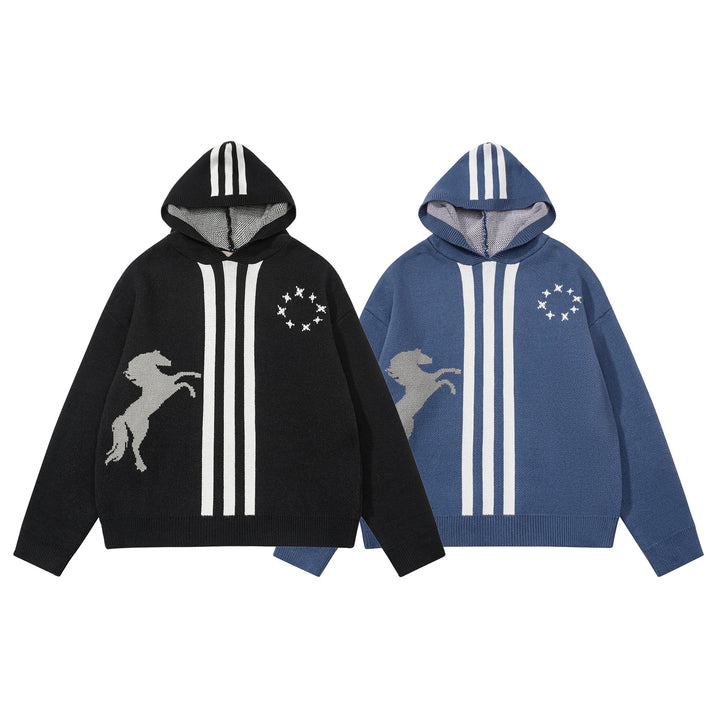 3-6-5.shop Horse Emblem Knit Hoodie